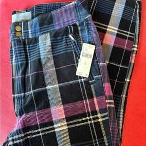Anthropologie Plaid Pants with Pink and Blue Accents